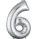 Number "6" Mylar Balloon -34" Silver