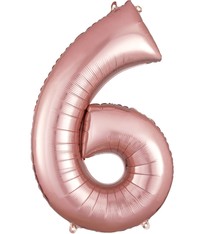Number "6" Mylar Balloon -34" Rose Gold