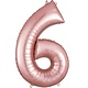 Number "6" Mylar Balloon -34" Rose Gold
