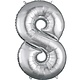 Number "8" Mylar Balloon -34" Silver