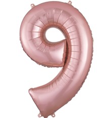 Number "9" Mylar Balloon - 34" Rose Gold