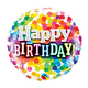 18" Mylar "Happy Birthday" Rainbow Polka Dots - #19