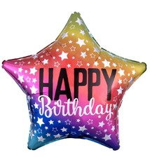 18" Mylar "Happy Birthday" Rainbow Stars - #24