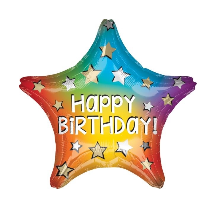 18" Mylar Happy Birthday Rainbow Star - #25