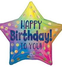 19" Happy Birthday to You Gold Dots - #33