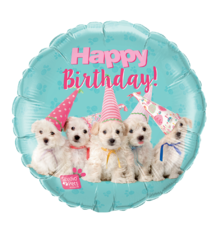 18" Mylar "Happy Birthday" Cute Puppies - #35