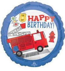 18" Mylar Happy Birthday Fire Truck  - #46