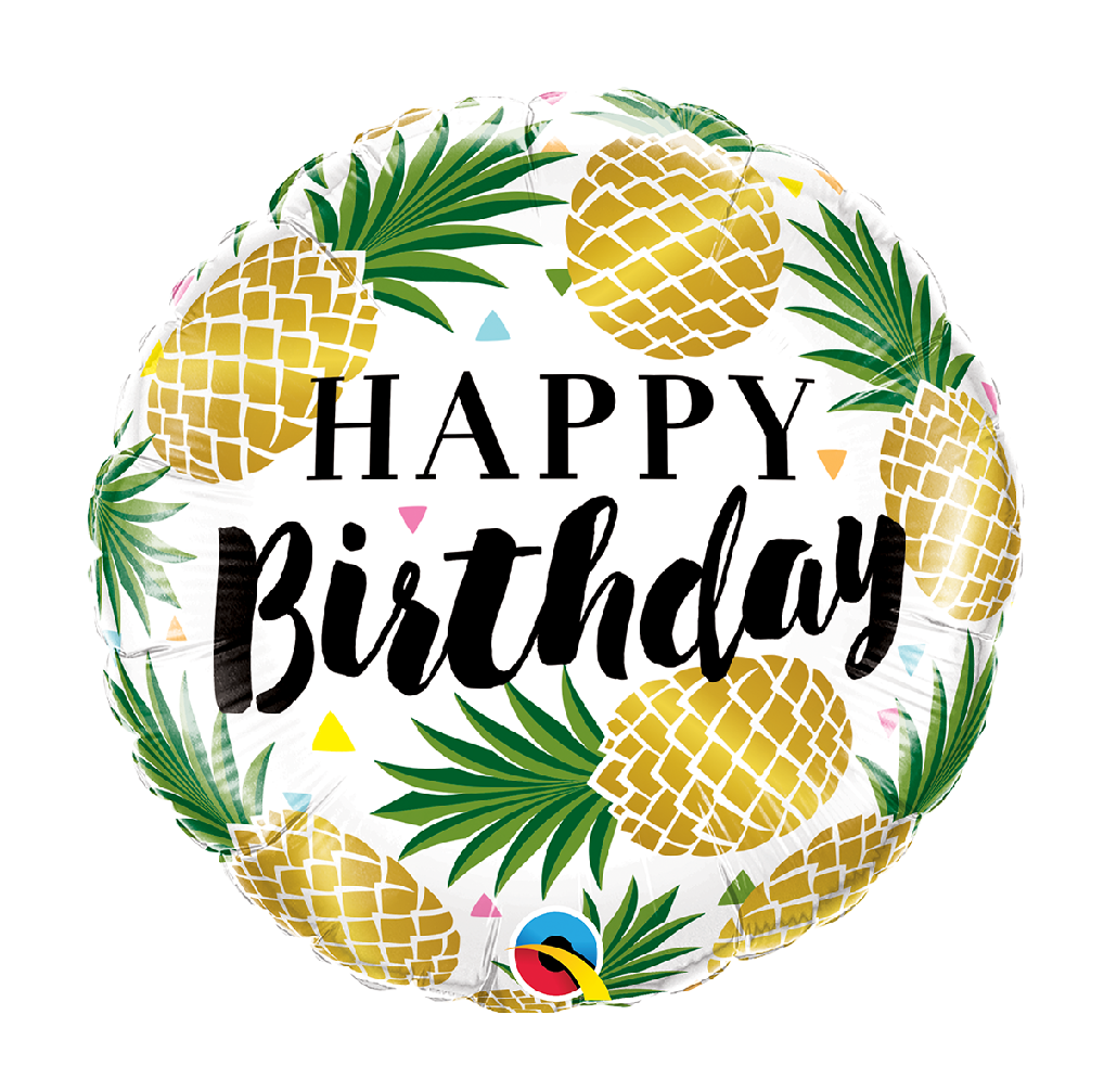 18" Mylar "Happy Birthday" Pineapple - #49