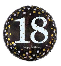 18" Mylar "18 Happy Birthay" Gold/ White Dots - #64