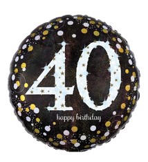 18" Mylar "40 Happy Birthday" Gold/White Dots - #77