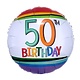 18" Mylar "50th Birthday" Rainbow Stripes - #84