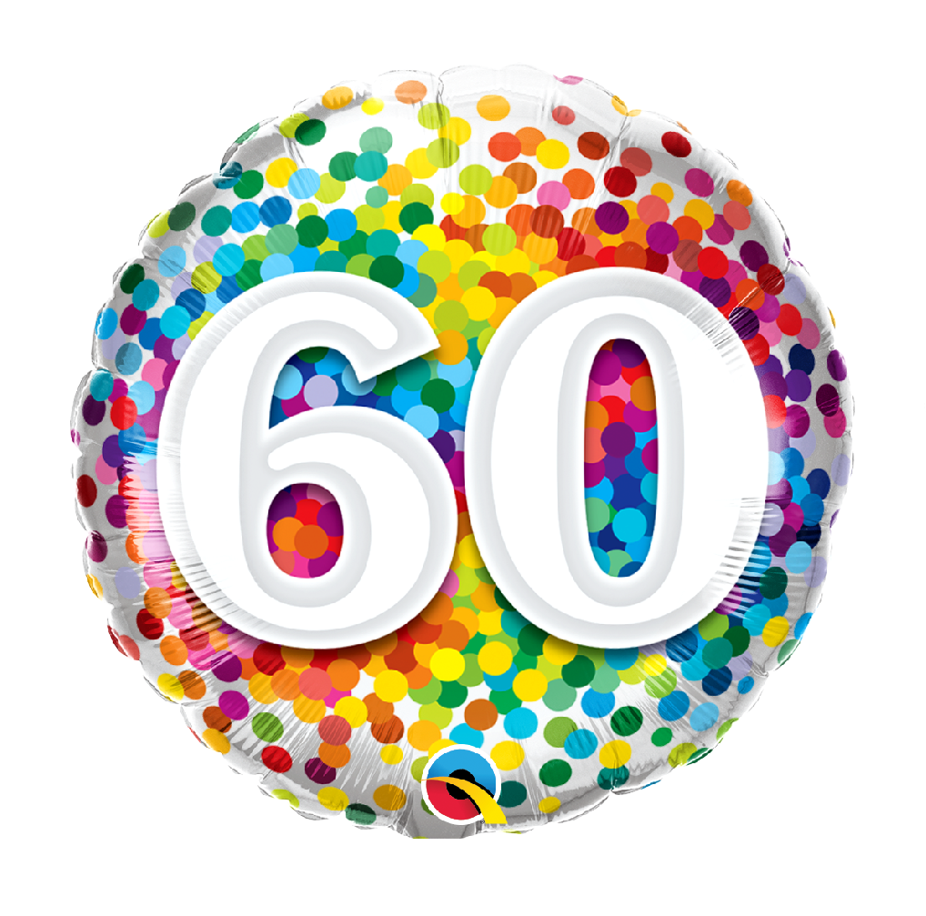 18" Mylar "60" Rainbow Dots - #87