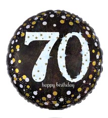 18" Mylar "70 Happy Birthday" Gold/White Dots - #91