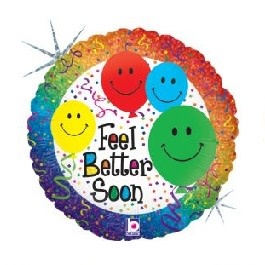 18" Mylar "Feel Better Soon" Smiley Balloons - #158