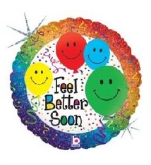 18" Mylar "Feel Better Soon" Smiley Balloons - #158