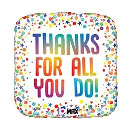 18" Mylar "Thanks for All You Do" Stars & Dots- #194