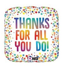 18" Mylar "Thanks for All You Do" Stars & Dots- #194