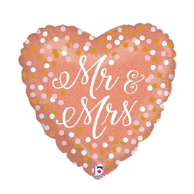 18" Mylar "Mr & Mrs" Pink Heart - #231