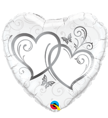 18" Mylar "Swirly Silver Hearts" - #233