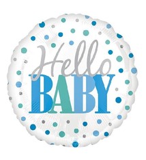18" Mylar "Hello Baby" Blue/Aqua Dots - #252