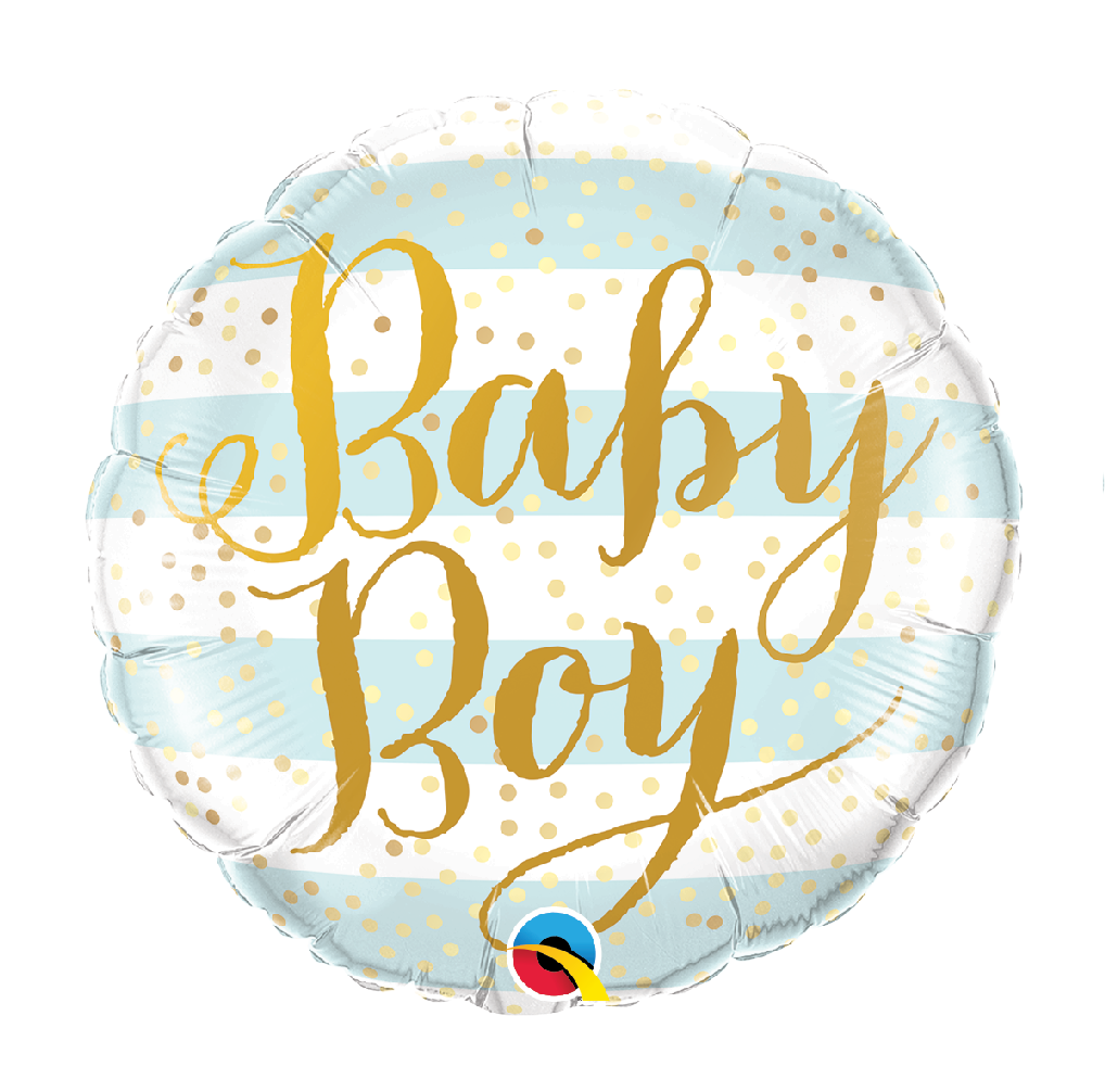 18" Mylar "Baby Boy" Light Blue/White Striped- #254