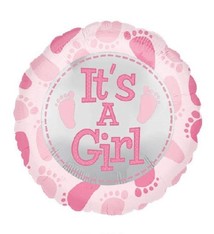 18" Mylar "It's a Girl" Pink Footprints - #259