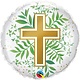 18" Mylar Gold Cross With Greens  - #281