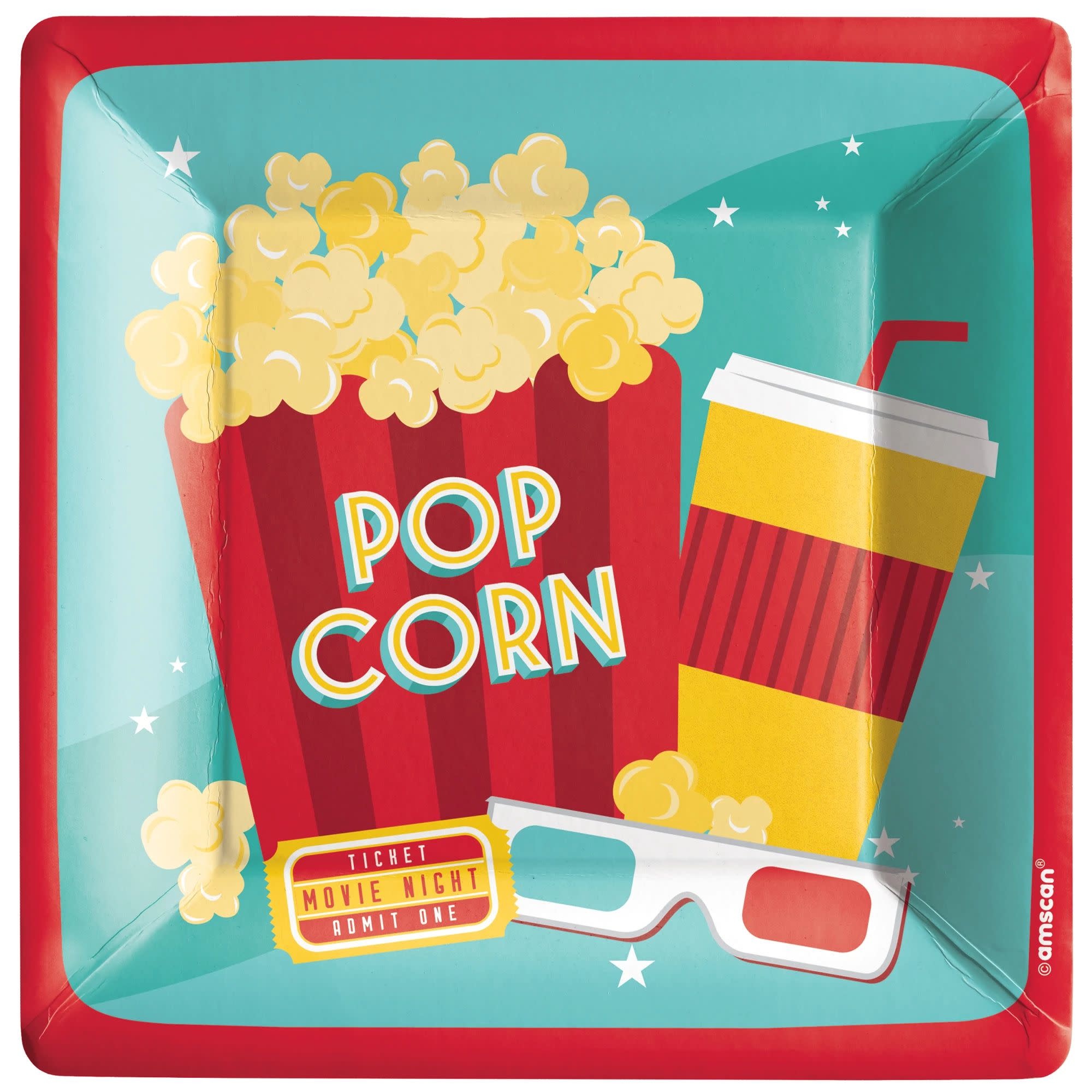 Movie Night Square Plates, 7"