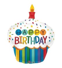 36" Rainbow Cupcake Shape Mylar Balloon