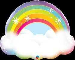 32" Rainbow with Clouds Mylar Balloon