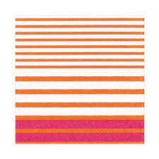 Breton Stripe Luncheon Napkins in Coral & Fuchsia - 20 Per Package