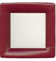 Grosgrain Square Paper Dinner Plates in Cranberry - 8 Per Package