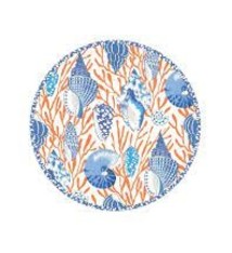 Shell Toile Salad & Dessert Plates in Coral & Blue - 8 Per Package