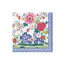 Floral Porcelain Paper Cocktail Napkins - 20 Per Package