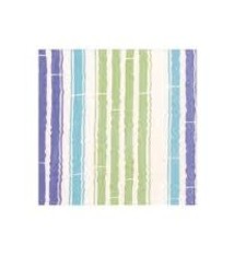 Bamboo Stripe Paper Cocktail Napkins in Blue & Green - 20 Per Package