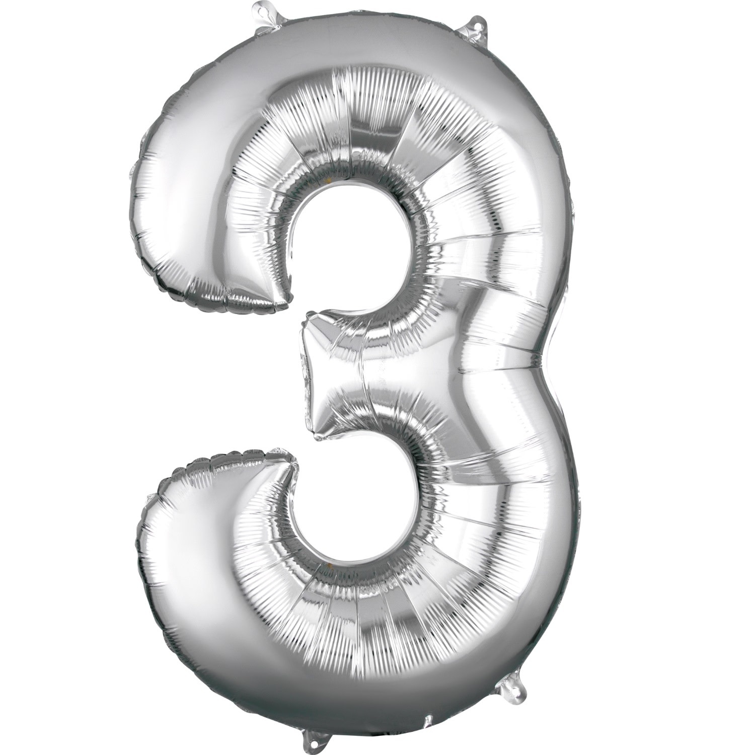 Number "3" Mylar Balloon -34" Silver