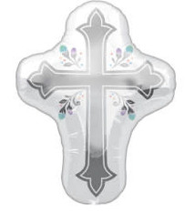 28" Holy Day Cross Shape Mylar Balloon