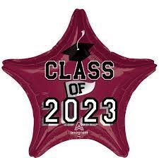 19" Class of 2023 - Burgundy Mylar Balloon  (H13)