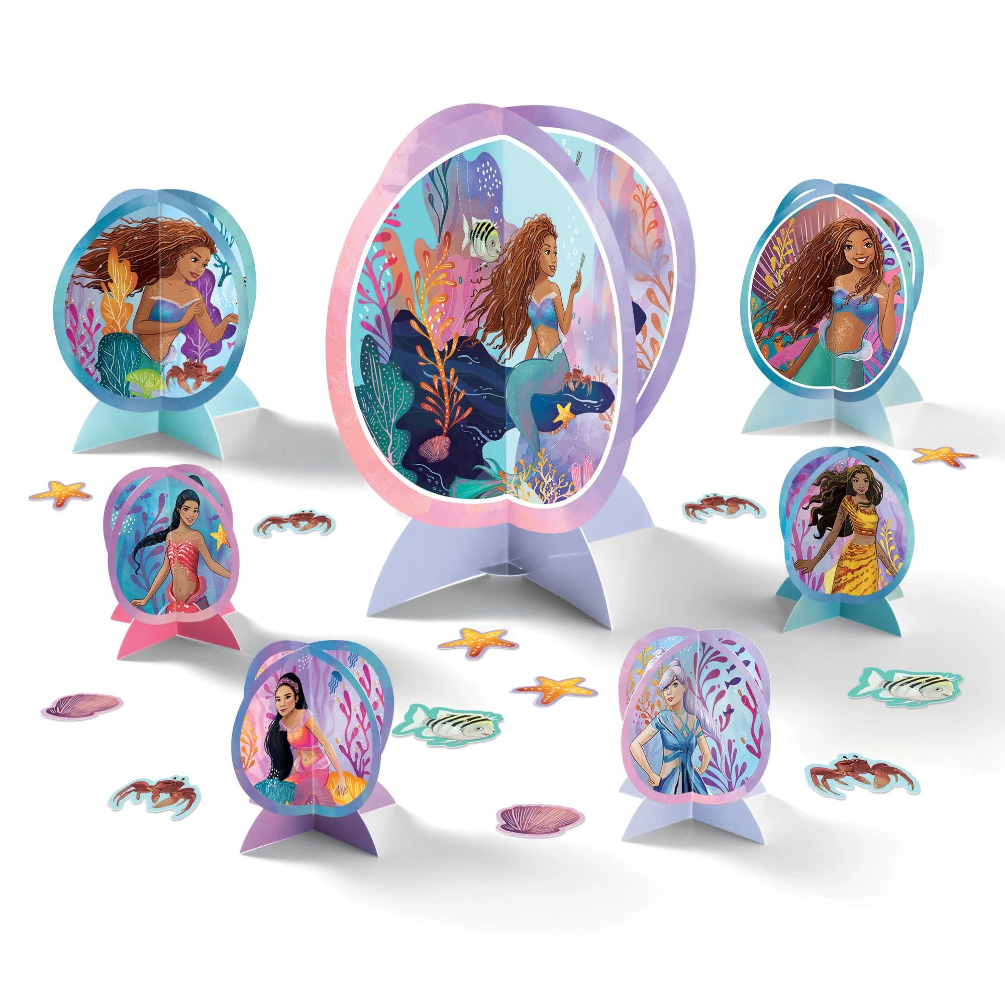 Wooden Mermaid Party Decorations - 9PCS Little Mermaid Table
