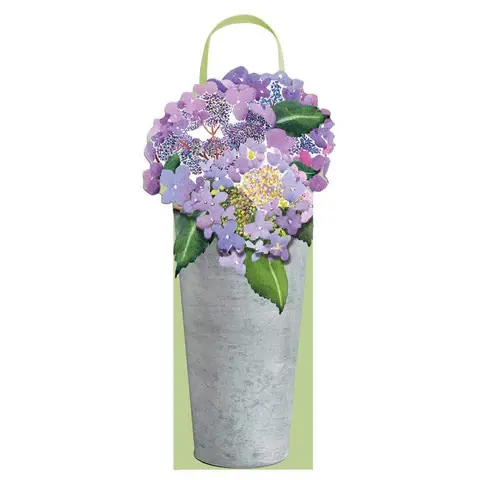 Hydrangeas in French Flower Bucket Wine & Bottle Gift Bag - 1 Each