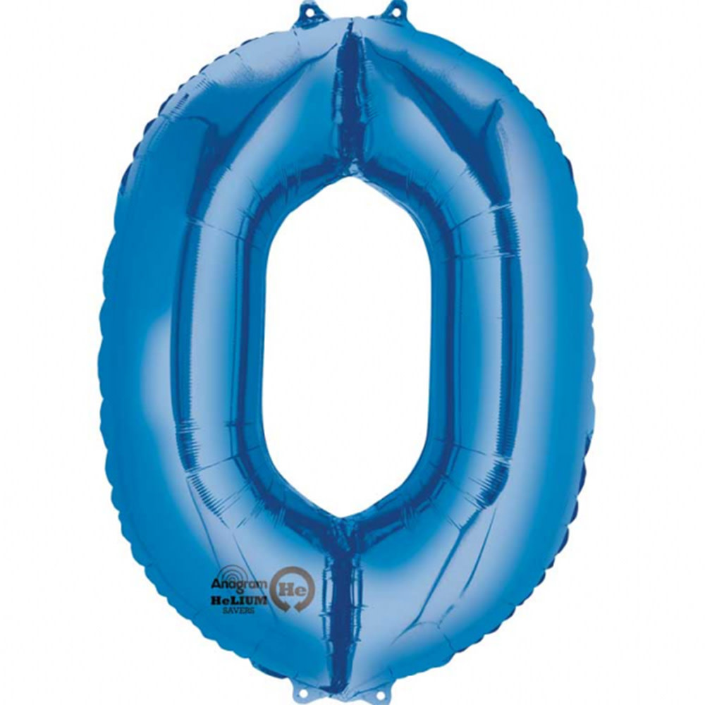 Number "0" Mylar Balloon -34" Blue