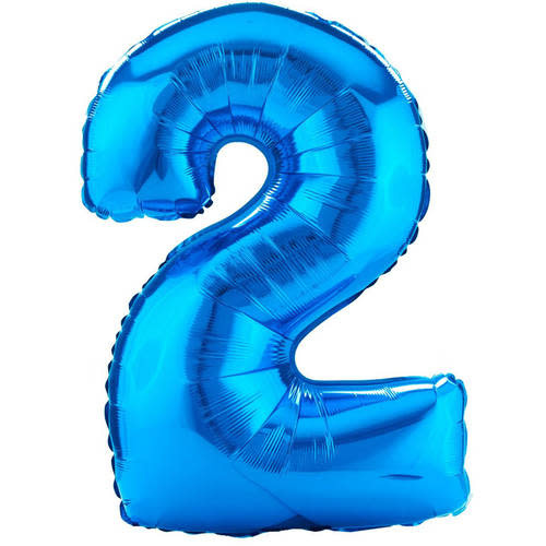 Number "2" Mylar Balloon -34" Blue