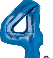 Number "4" Mylar Balloon -34" Blue