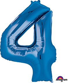 Number "4" Mylar Balloon -34" Blue