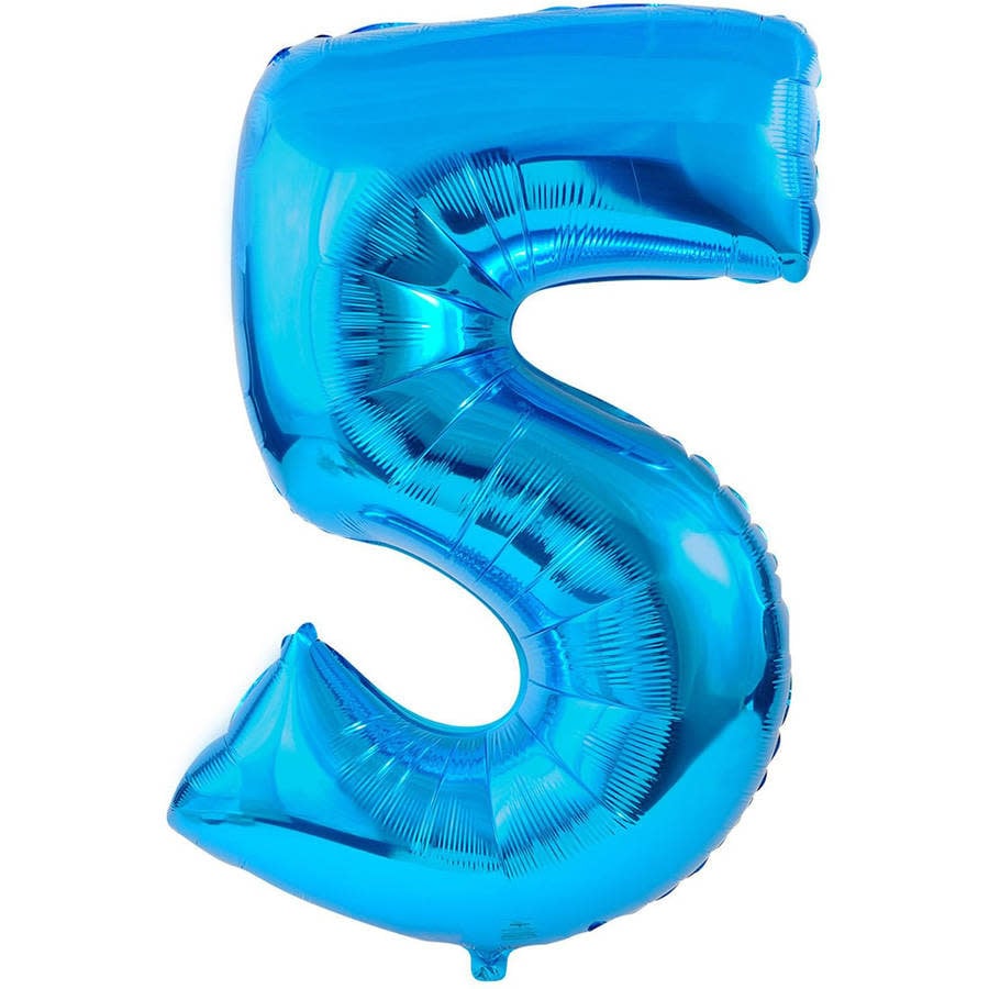 Number "5" Mylar Balloon -34" Blue