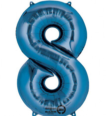 Number "8" Mylar Balloon -34" Blue