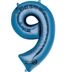 Number "9" Mylar Balloon -34" Blue