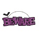 "Beware" Purple Glitter Sign