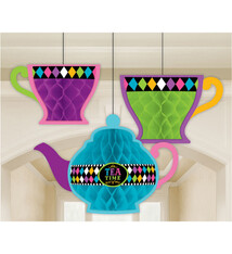 Mad Tea Party Teacup Honeycomb Decorations (3pc)