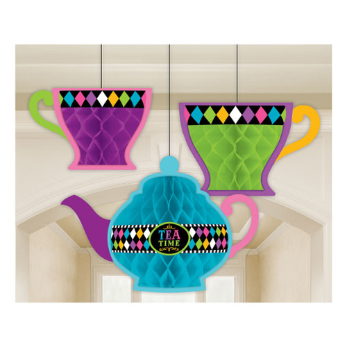 Mad Tea Party Teacup Honeycomb Decorations (3pc)
